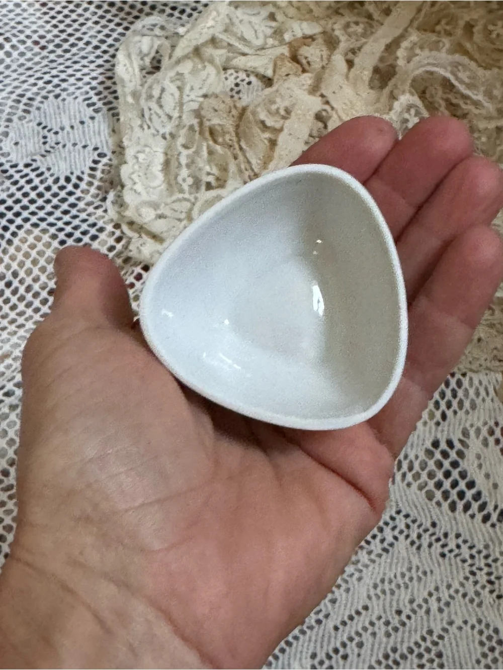 Handheld White Ceramic Decorative Bowl with Gold Accent